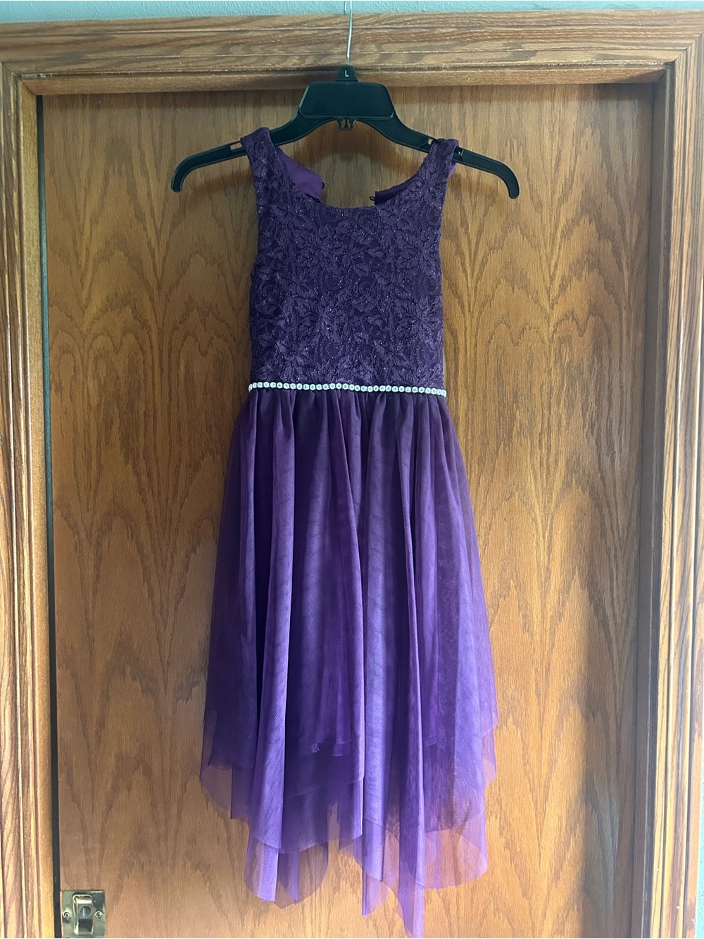 Speechless Purple Girls Dress with Lace Detail
